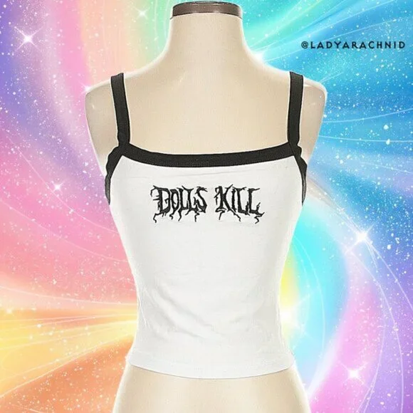 DOLLS KILL embroidered logo crop tank top - Picture 3 of 8